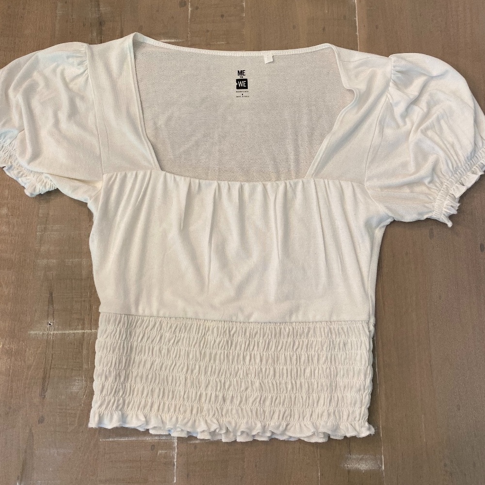 BRAND NEW Small White Cropped Me to We Top